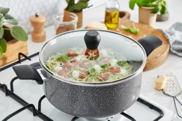 TEFAL Cook Natural 24 cm Non-Stick Aluminium Granite Stew Pot  B5794602 - Grey - Image 2