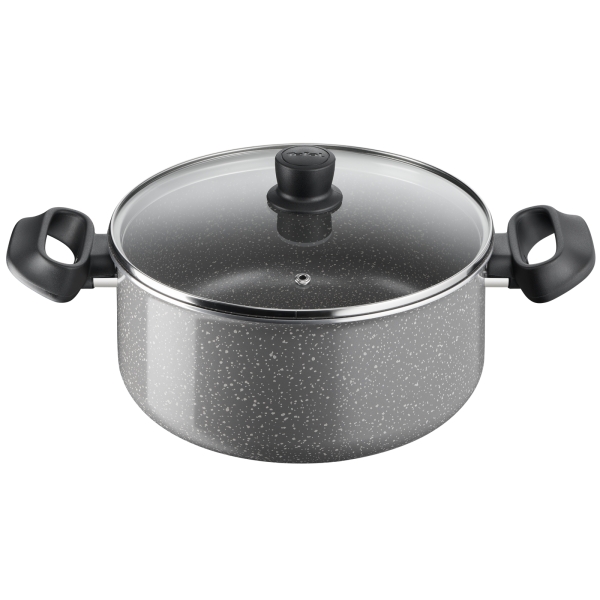 TEFAL Cook Natural 24 cm Non-Stick Aluminium Granite Stew Pot  B5794602 - Grey