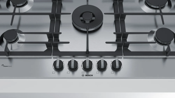 Bosch Series 6 90cm Built-in Gas Hob, 5 Gas Burners, Stainless Steel, PCR9A5B90A - Image 2