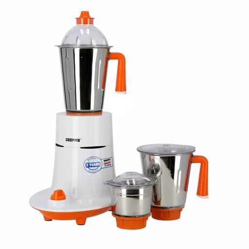 Geepas GSB5080 3-In-1 Mixer Grinder, 550W, Stainless Steel Jars & Blades
