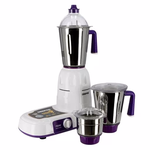 Geepas GSB5081 3-In-1 Mixer Grinder, 750W, 1.5L Jar, Stainless Steel Jar & Blades
