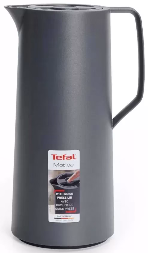 Tefal Motiva Jug, Vacuum Flask, 1- Liter, Glass Liner N4170110 - Anthracite