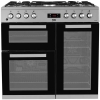 Beko 90cm Dual Fuel Range Cooker | KDVF90X | 5 Gas | Tripple Cavity | Electric Oven & Grill | Oven Fan | Auto Ignition | Flame Failure Device