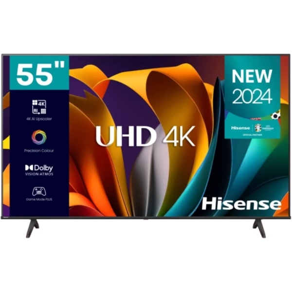 Hisense 55" 55A6N UHD 4k Smart TV VIDAA, Inbuilt Free To Air Decoder - Black