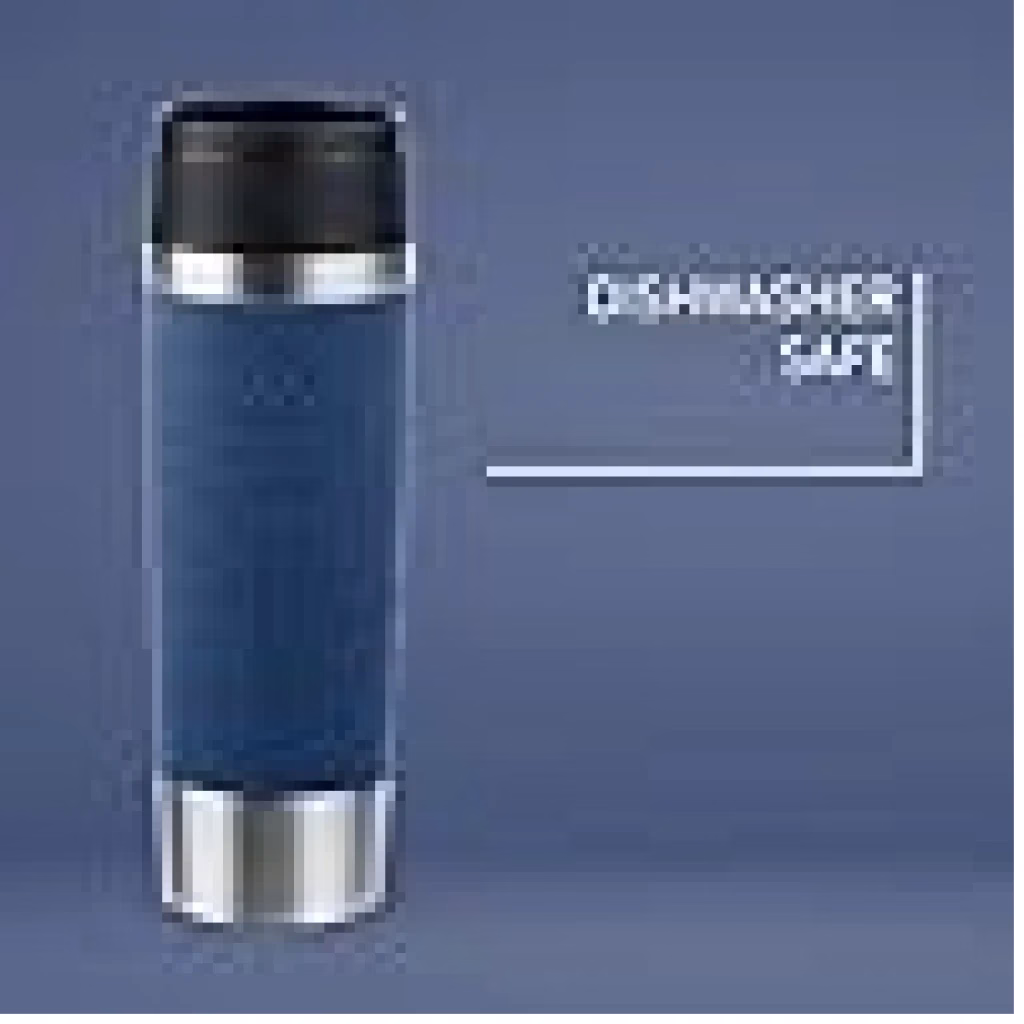 TEFAL Thermal Bottle Travel Mug Classic Dark Blue 0.5L, Comfort Screw Lid, Quick Press Drinkware, Soft-Touch Sleeve, Travel-Ready, Reusable, 100% Leak-Proof, Keeps Drinks Cold (12 hrs) and Hot (6 hrs), 360° Drinking, N2022110 - Image 3
