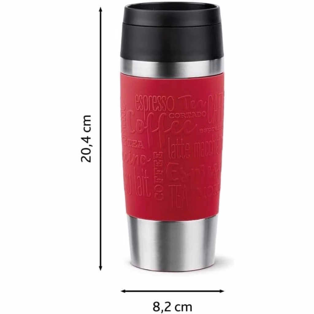 TEFAL Thermal Bottle Travel Mug Classic Red 0.36L, Comfort Screw Lid, Quick Press Drinkware, Soft-Touch Sleeve, Travel-Ready, Reusable, 100% Leak-Proof, Keeps Drinks Cold (8 hrs) and Hot (4 hrs), 360° Drinking, N2020410 - Image 2