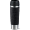 TEFAL Thermal Bottle Travel Mug Classic Black 0.5L, Comfort Screw Lid, Quick Press Drinkware, Soft-Touch Sleeve, Travel-Ready, Reusable, 100% Leak-Proof, Keeps Drinks Cold (12 hrs) and Hot (6 hrs), 360° Drinking, N2022010