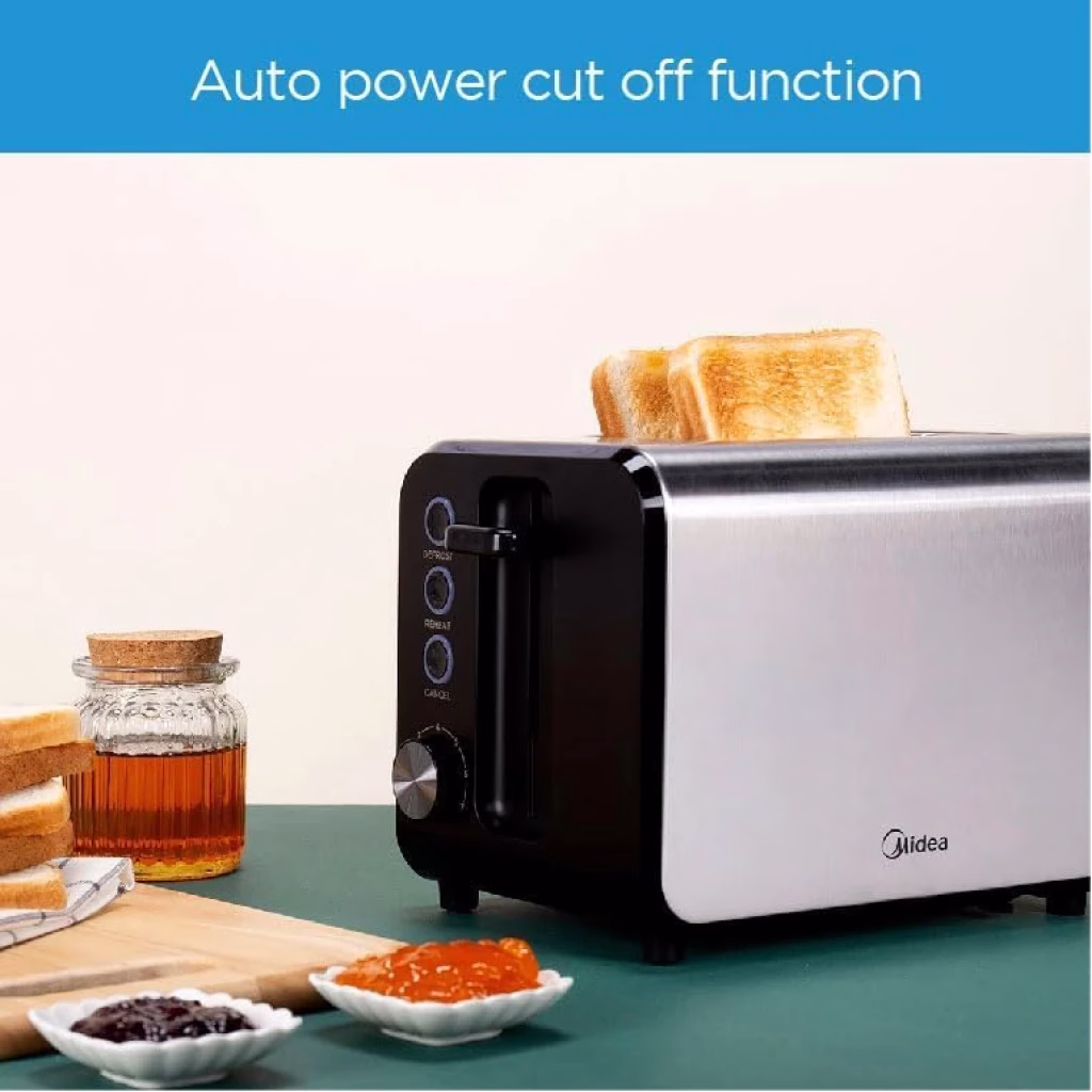 Midea Toaster 2 Slots, 950W With Adjustable Browning Control, Removable Crumb Tray, Automatic Pop Up, Defrost, Warm, Cancel, Auto Power Cut Off Function, 7 Level Settings – MT-RW2L20W - Image 3