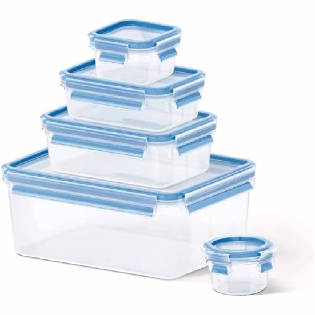 TEFAL Master Seal 5Pc Set 3.70L+1L+0.55L+0.25L+0.15L Set, Plastic Food Storage Container, Blue, K3029012