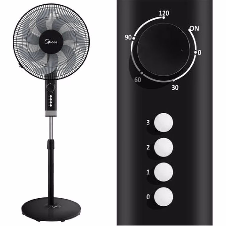 Midea 16 Inch Stand Fan, 3 Speed Settings, 50W, 2Hr Timer FS40-23MT – Black - Image 6