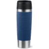 TEFAL Thermal Bottle Travel Mug Classic Dark Blue 0.5L, Comfort Screw Lid, Quick Press Drinkware, Soft-Touch Sleeve, Travel-Ready, Reusable, 100% Leak-Proof, Keeps Drinks Cold (12 hrs) and Hot (6 hrs), 360° Drinking, N2022110