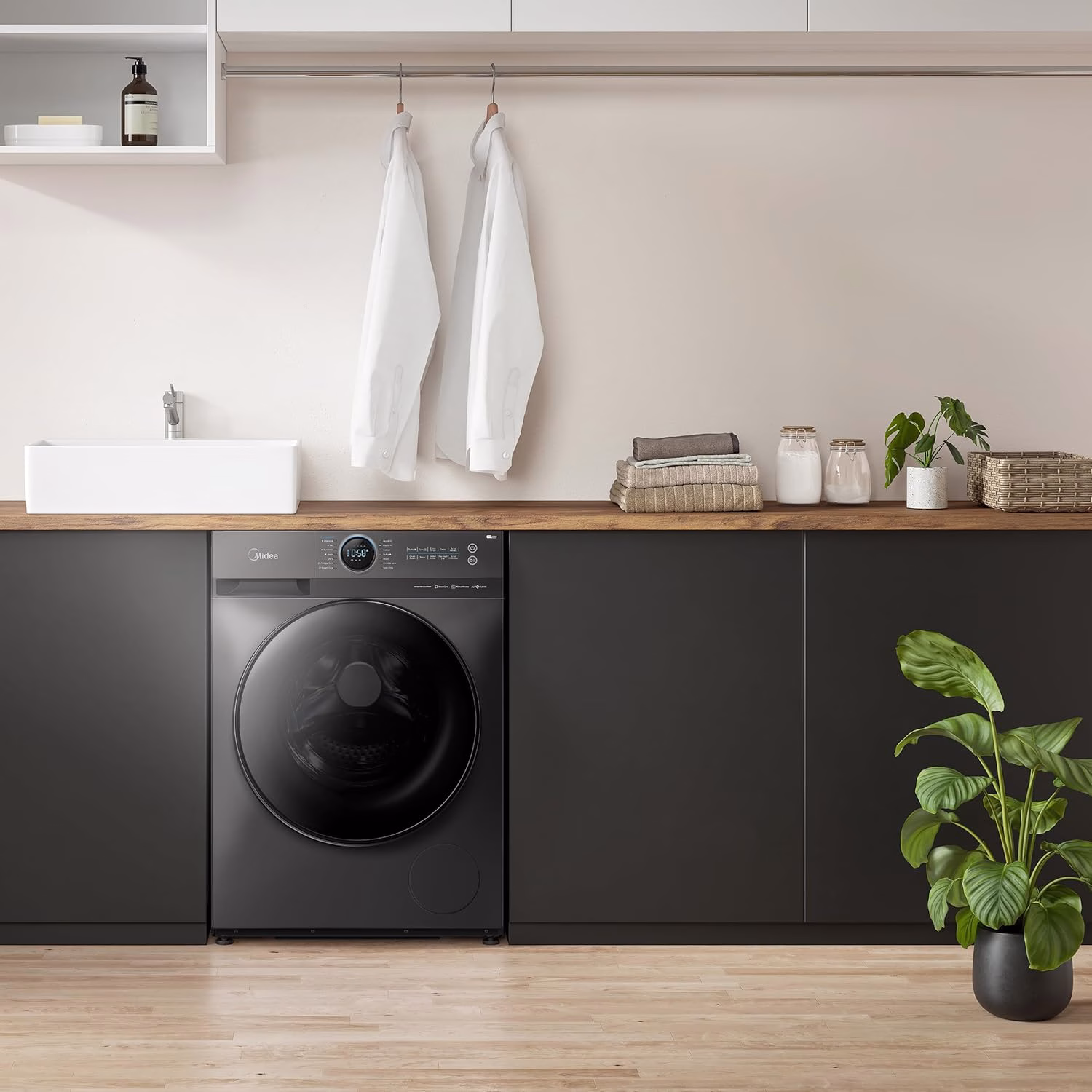 Midea 10KG Front Load Smart Washing Machine with Lunar Dial, 1400 RPM, 14 Programs, Fully Automatic Washer, Digital LED Display, BLDC Inverter, Steam Care, Wi-Fi Connectivity, Titanium MF200W100WBTGCC - Image 7