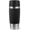 TEFAL Thermal Bottle Travel Mug Classic Black 0.36L, Comfort Screw Lid Drinkware, Quick Press, Soft-Touch Sleeve, Travel-Ready, Reusable, 100% Leak-Proof, Keeps Drinks Cold (8hrs) and Hot (4hrs), 360° Drinking, N2020210