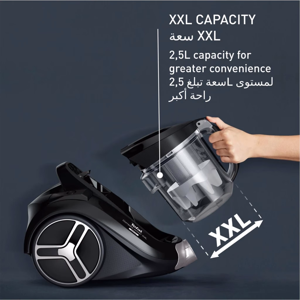 Tefal Bagless Vacuum Cleaner, Compact Power, XXL Animal Kit Canister, Vacuum Cleaner, 900 W Low Consumption Motor, Advanced 3-Level Cyclonic Filtration, 2 Years Warranty, TW4B71HA - Image 3