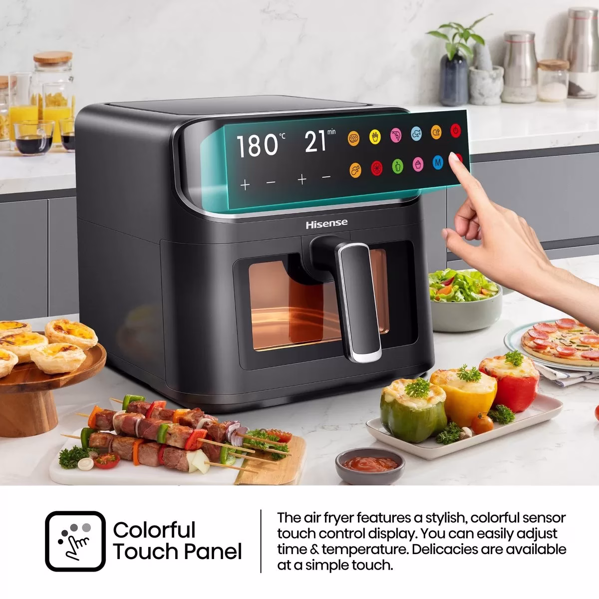 Hisense 6.7L Air Fryer H06AFBS2S3, Power 1350 W, With LED Display And Touch Control, Temperature Infinitely Adjustable without BPA and PFOA – Black (3YRs WRTY) - Image 4