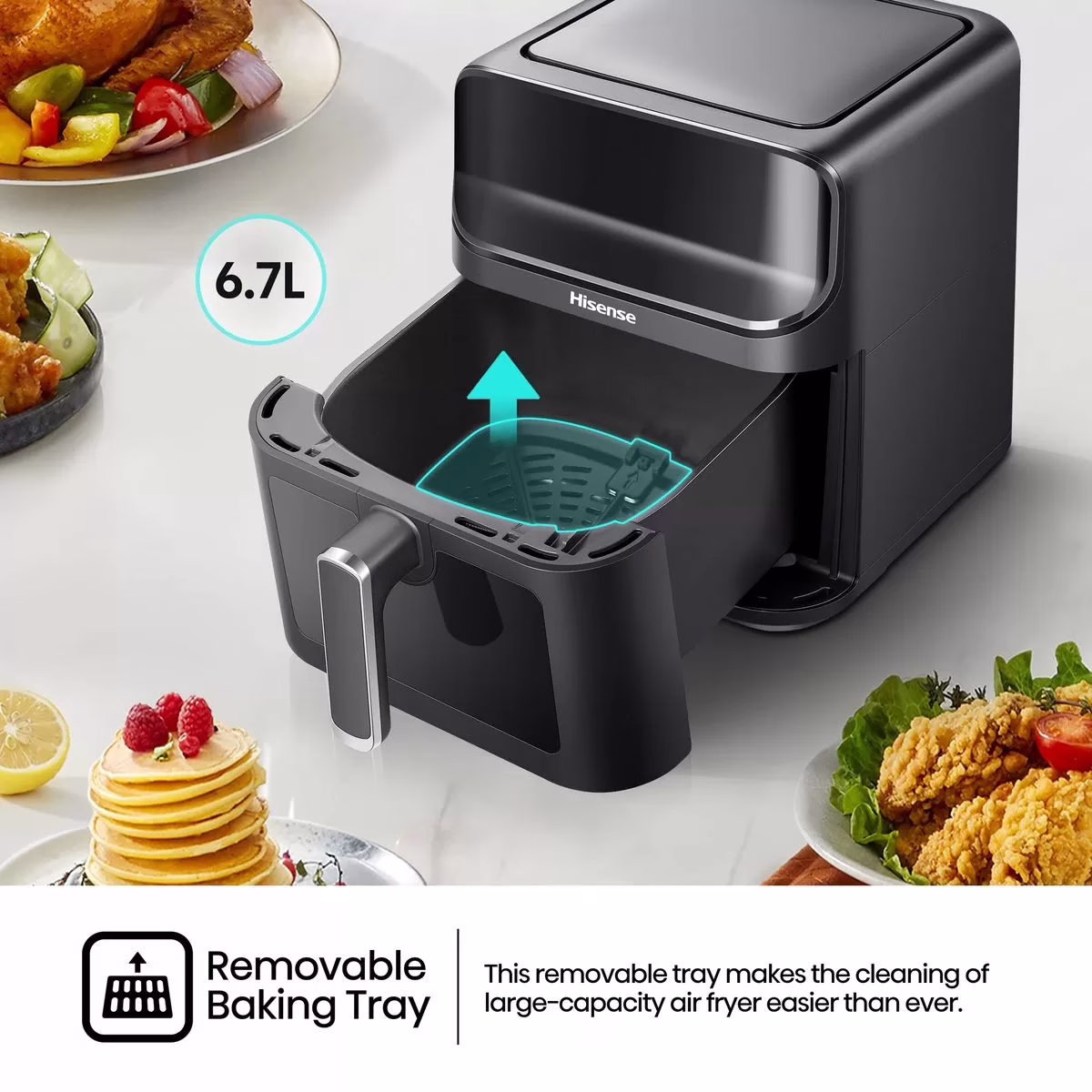 Hisense 6.7L Air Fryer H06AFBS2S3, Power 1350 W, With LED Display And Touch Control, Temperature Infinitely Adjustable without BPA and PFOA – Black (3YRs WRTY) - Image 3