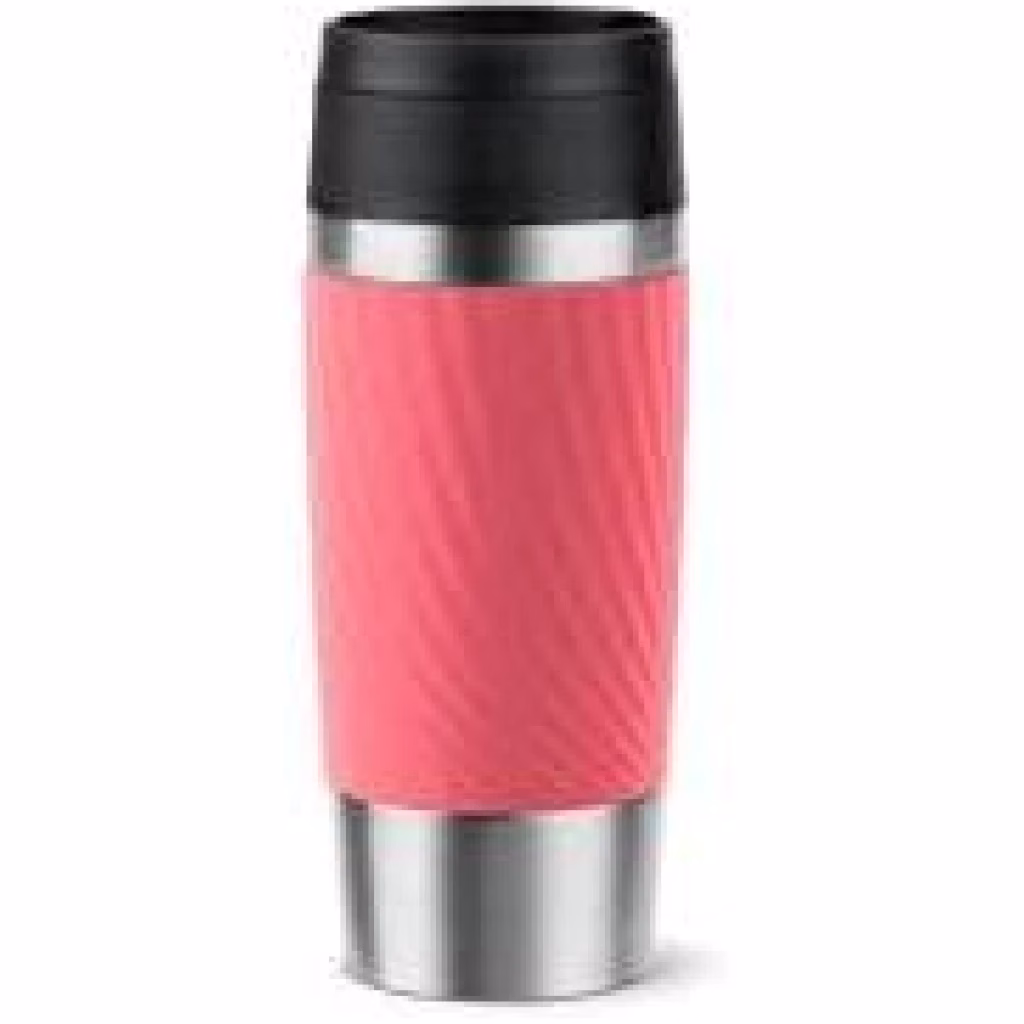 TEFAL Thermal Bottle Travel Mug Twist-Coral, Comfort Screw Lid, Quick Press Drinkware, Soft-Touch Sleeve, Travel-Ready, Reusable, 100% Leak-Proof, Keeps Drinks Cold (8 hrs) and Hot (4 hrs), 360° Drinking, N2024410