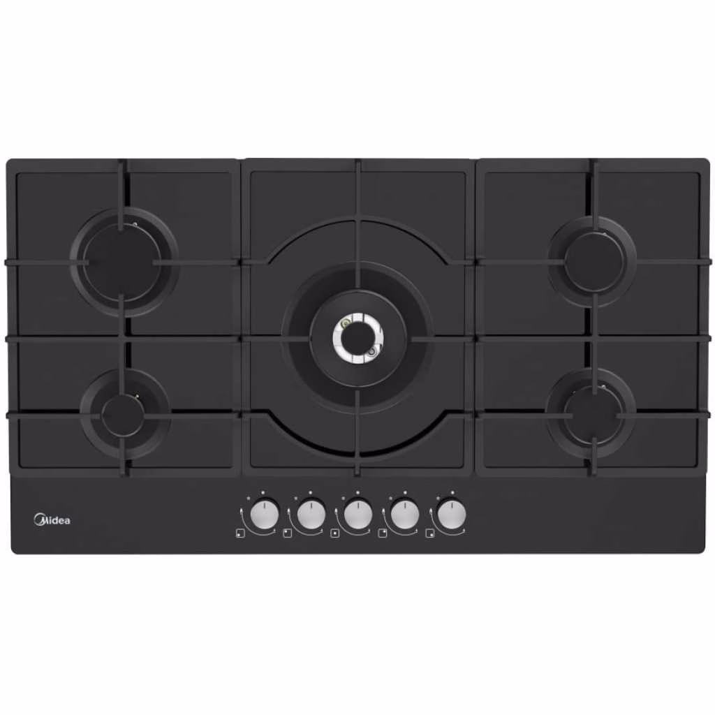Midea Built-In Gas Hob 90cm, 5 Burners, Tempered Glass, Front Control, 90G50ME060-GFT Black - Image 2