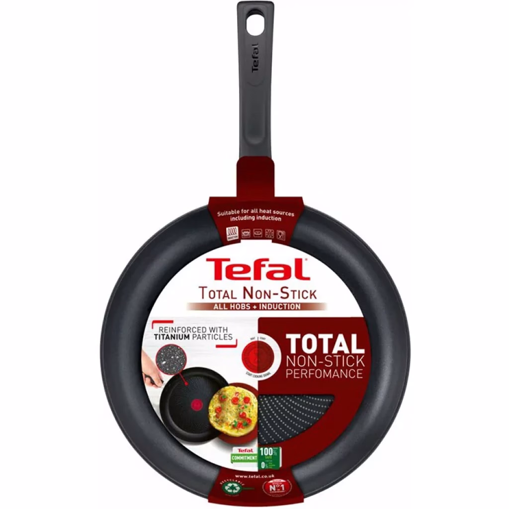 TEFAL 28cm Total Induction Frypan, Non-Stick Cookware, Thermo-Signal, Titanium Partials, 100% Safe Frying Pan, Black, Aluminium, G1520644 - Image 2