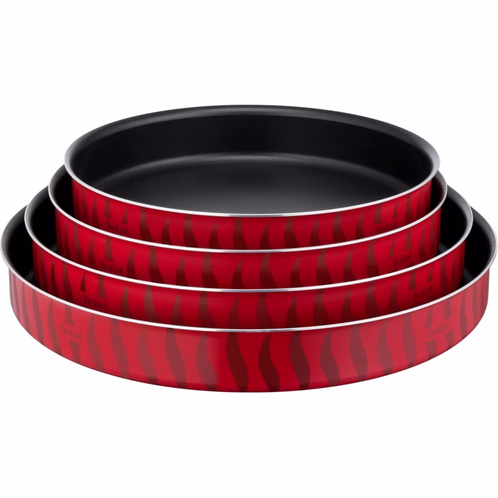 TEFAL Tempo Flame Bakeware, 4 PCS Non-Stick Coating Set-Kebbe Dishes, Aluminum, Heat Diffusion, Red, 2 Years Warranty, J5716983
