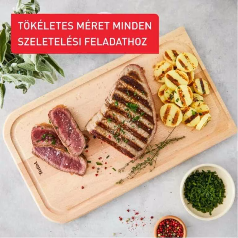 TEFAL Wooden Chopping Board, FSC Certified Beech Wood, Robust Kitchen Utensil, Juice Groove, Medium, 41 x 24 x 2 cm, Comfort-K2215504 - Image 5