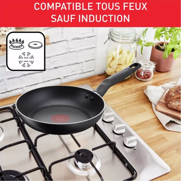 TEFAL 28cm Total Induction Frypan, Non-Stick Cookware, Thermo-Signal, Titanium Partials, 100% Safe Frying Pan, Black, Aluminium, G1520644 - Image 5