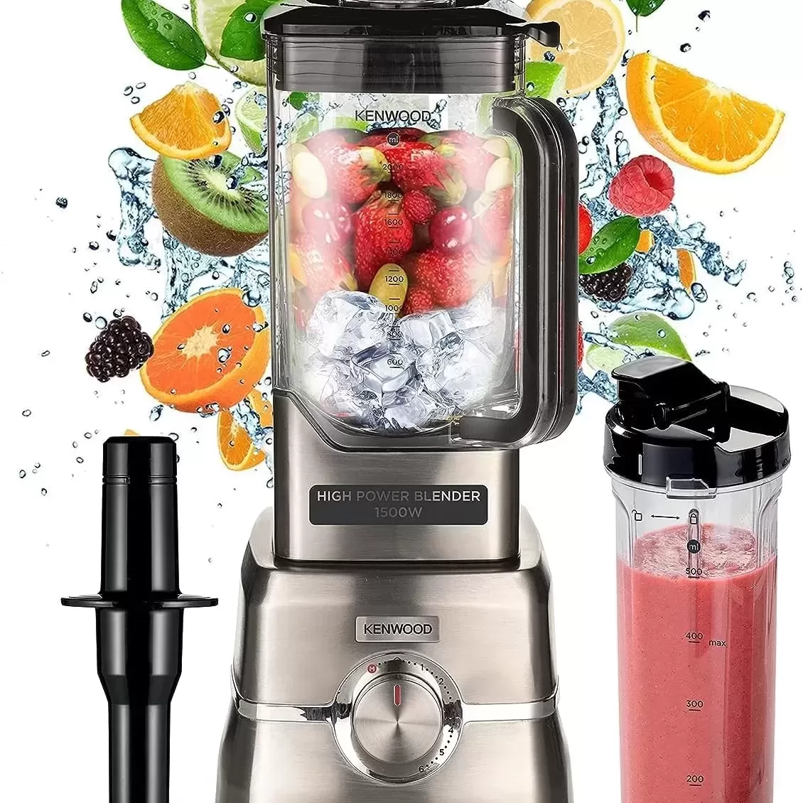 Kenwood Premium Power Blender BLM91.640SS 1500W 2L Tritan Jar 500ML Smoothie2Go Bottle Silver Bayet Uganda